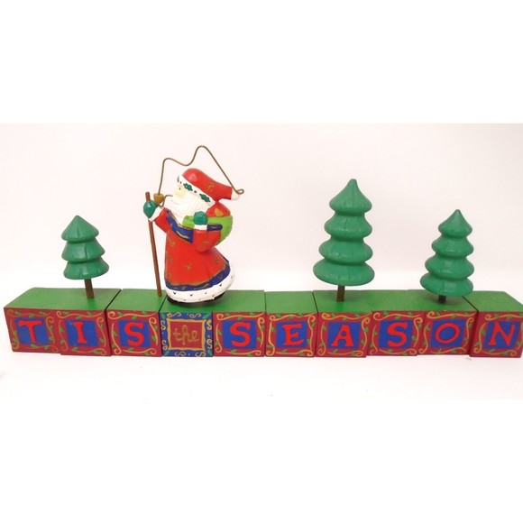 Midwest Importers All Wood "Tis the Season" Santa & Wooden Blocks #13737-6 - Picture 2 of 15